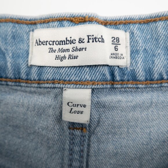 ABERCROMBIE & FITCH The Mom Short High Rise Curve Love jean shorts size 28 - Picture 2 of 5